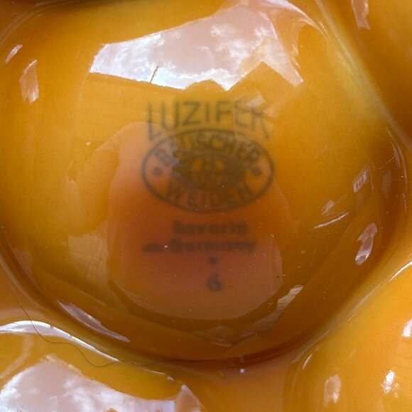 Vintage Set of 3 Escargot Dishes Luzifer Bauscher Weiden Orange White Porcelain - Picture 4 of 10